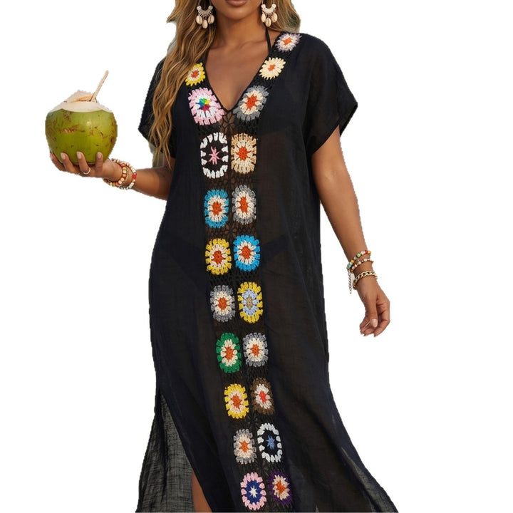 Women's Crochet Beach Kimono with Floral Patchwork Design Mune Fashion