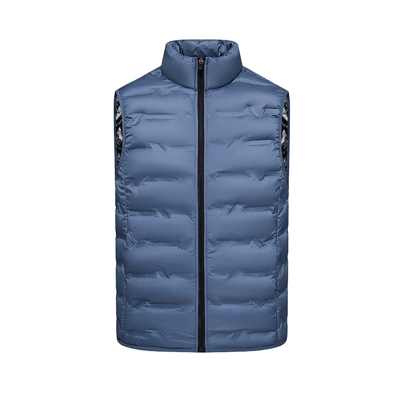 Men's Lightweight Down Look Vest with High Collar, Heat Panels & Concealed Insert Pockets Mune Fashion