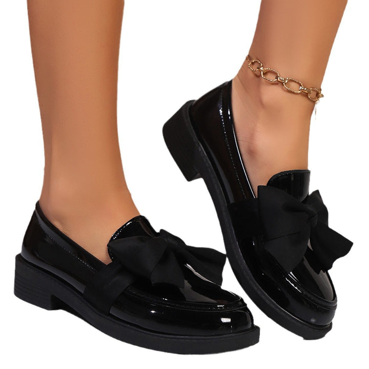 Women's Elegant Slip-On Loafer with Oversized Fabric Bow and Ergonomic Comfort Insole Mune Fashion