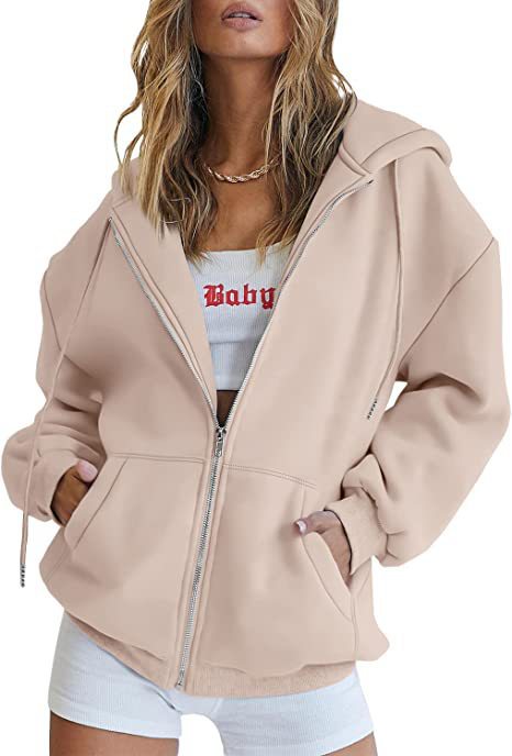 Women oversized hoodie jacket with full zip and kangaroo pockets Mune Fashion
