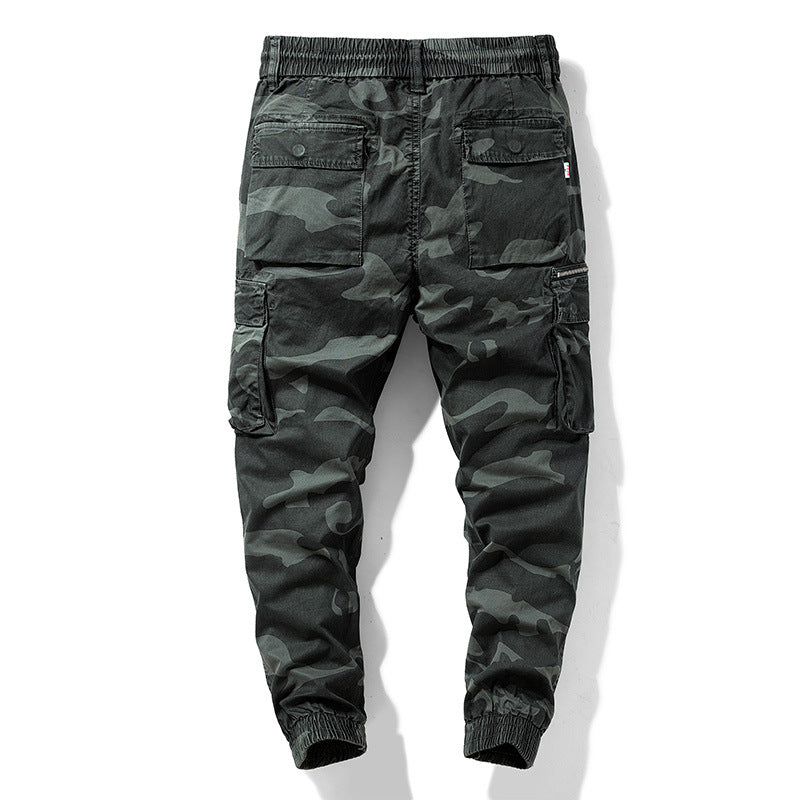 Herren Camouflage‑Cargo‑Jogger aus robustem Baumwollmix mit Tunnelzugbund, Reißverschluss‑Tasche und gerippten Knöcheln Mune Fashion