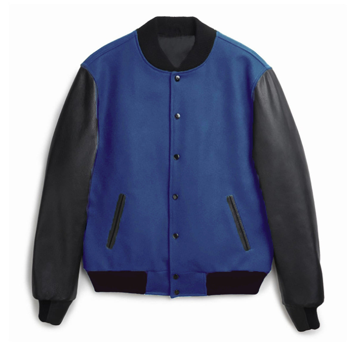 Men's College Bomber Jacket in Varsity Style with Wool Body and Leather Sleeves Mune Fashion