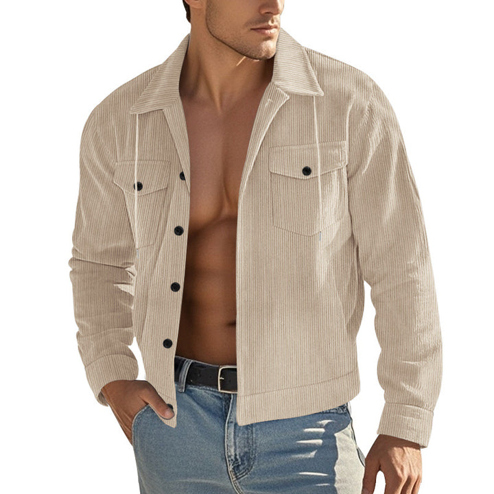 Men's corduroy overshirt jacket with kent collar, snap button closure and patch chest pockets Mune Fashion