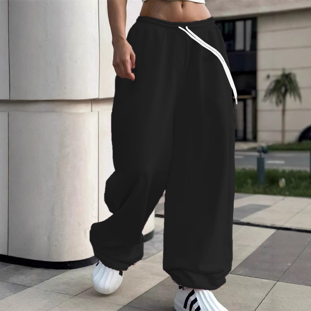 Women's wide Baggy joggers with a high comfort waistband, drawstring and elastic ankle cuffs Mune Fashion