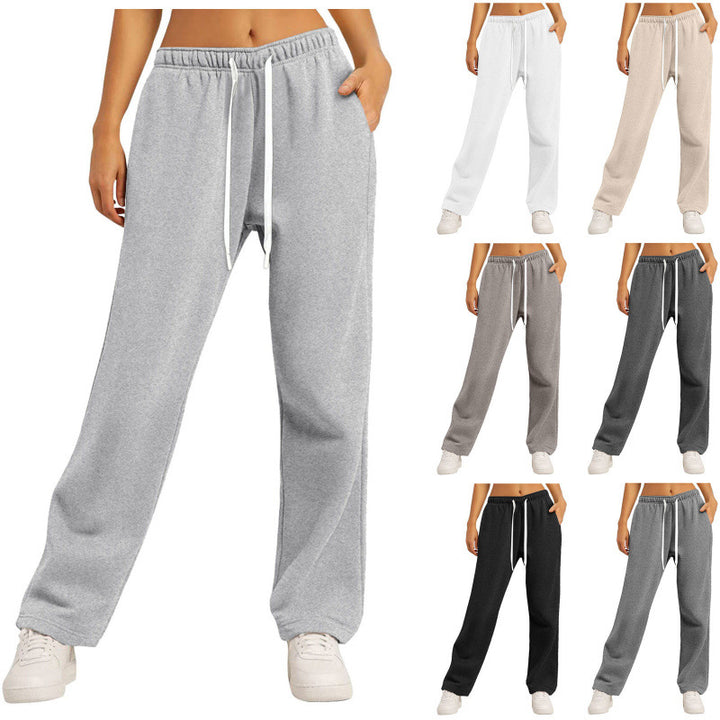 Women's casual lounge pants with straight leg extra long drawstring and deep crotch Mune Fashion