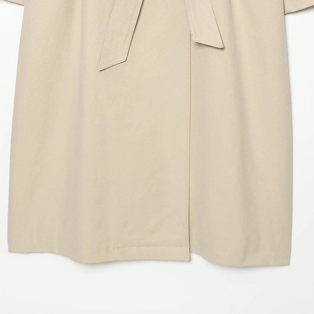 Women's Wide-Cut Trench Coat with Funnel Collar, Asymmetrical Button Placket, and Tied Belt Mune Fashion