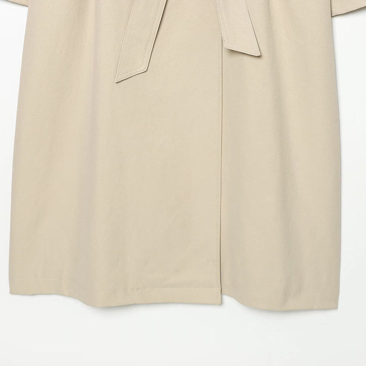 Women's Wide-Cut Trench Coat with Funnel Collar, Asymmetrical Button Placket, and Tied Belt Mune Fashion