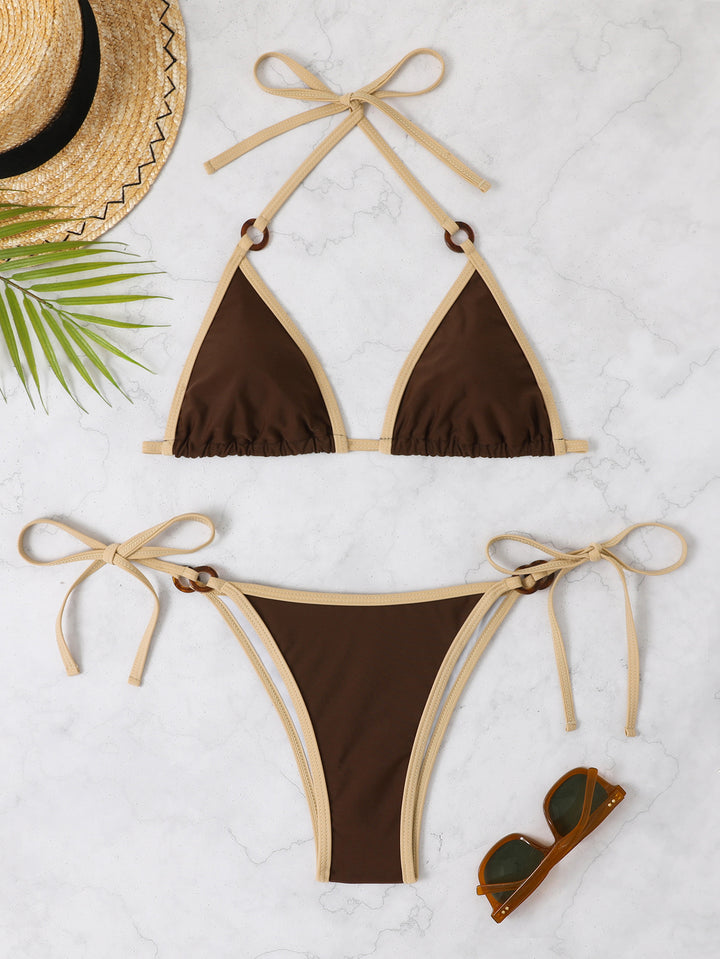 Ladies triangle bikini with adjustable straps and ring details Mune Fashion