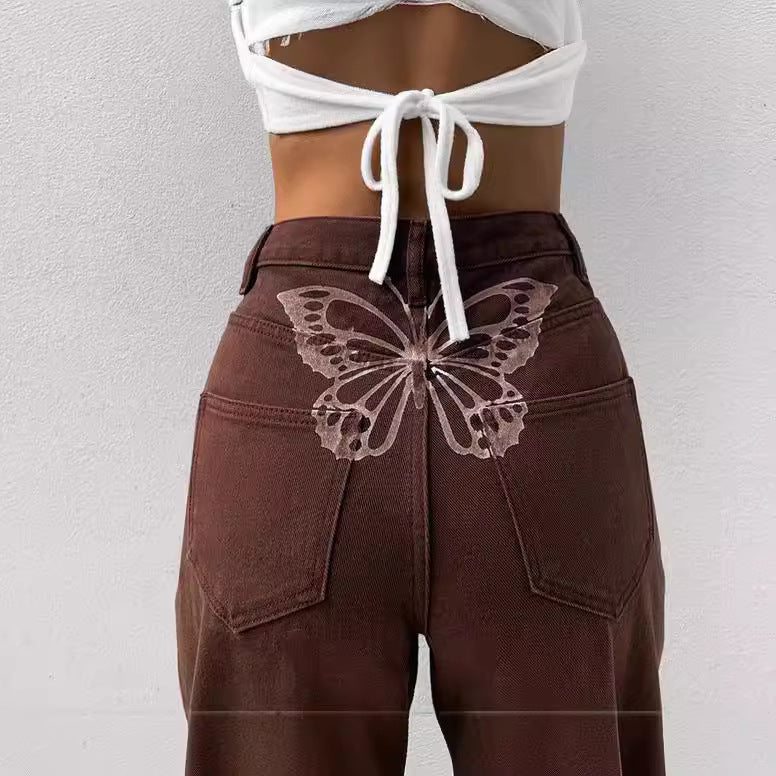 Women's high-waisted denim jeans with straight leg, extra length and relaxed-fit silhouette Mune Fashion