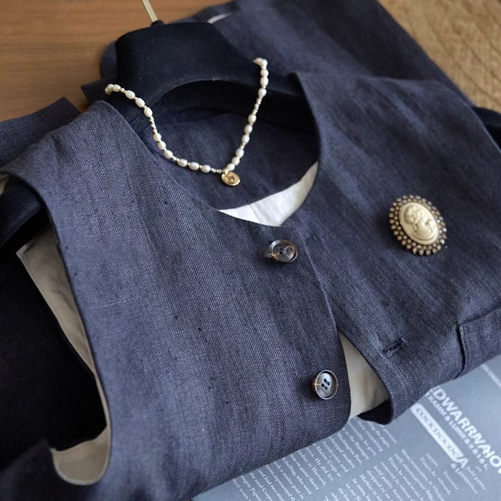 Women Fashionable Linen Vest Mune Fashion