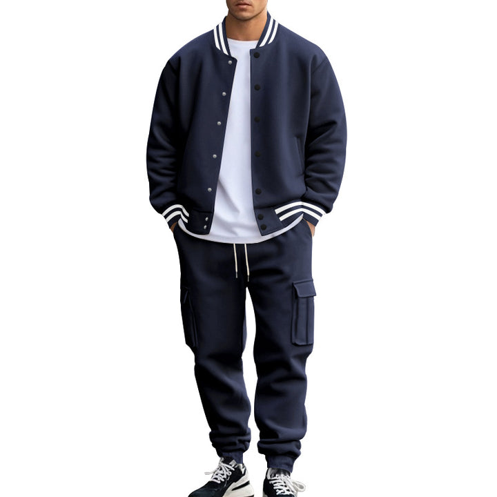 Men's nan sportives College set made of sweat jacket with press buttons and cargo jogging pants with drawstring Mune Fashion