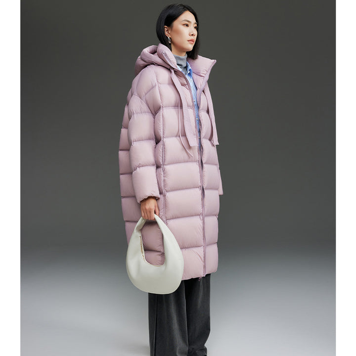 Women's Oversized Padded Down Coat with Hood and Extended Silhouette Mune Fashion