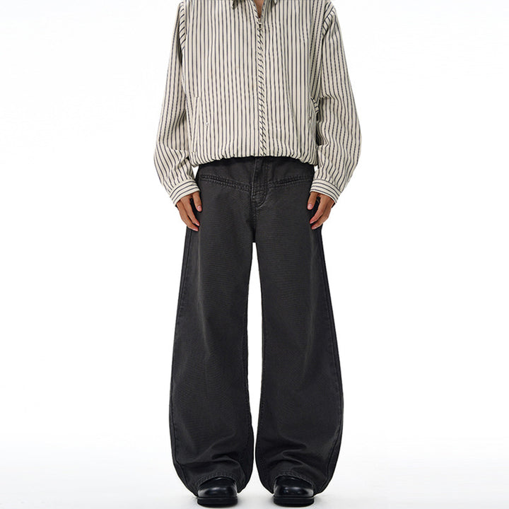 Men's Extra Wide Floor-Length Canvas-Inspired Wide Pants with Extra Long Hem Mune Fashion