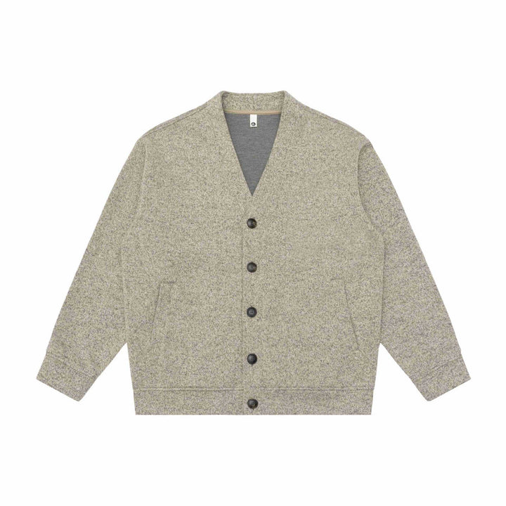 Unisex V-neck cardigan with textured knit and patch pockets Mune Fashion