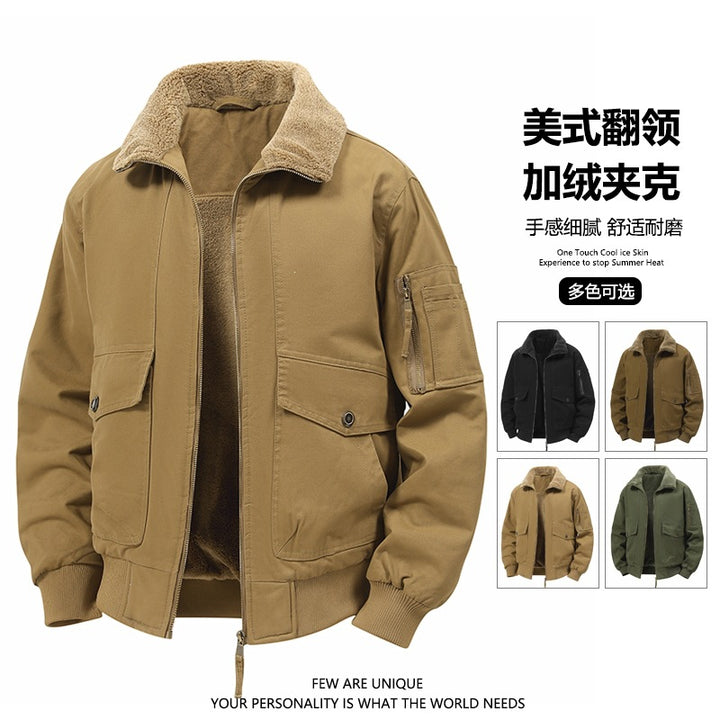 Men's Warm Bomber Jacket with Teddy Lining and Utility Pockets Mune Fashion