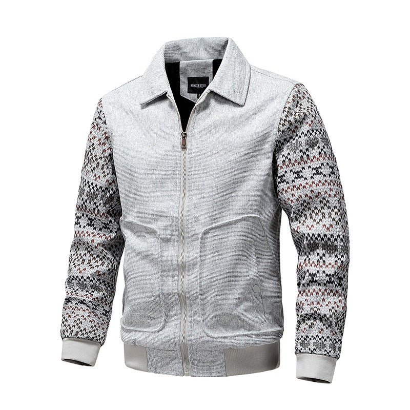 Men's knit bomber jacket with zipper, ribbed hem & Norwegian sleeves Mune Fashion