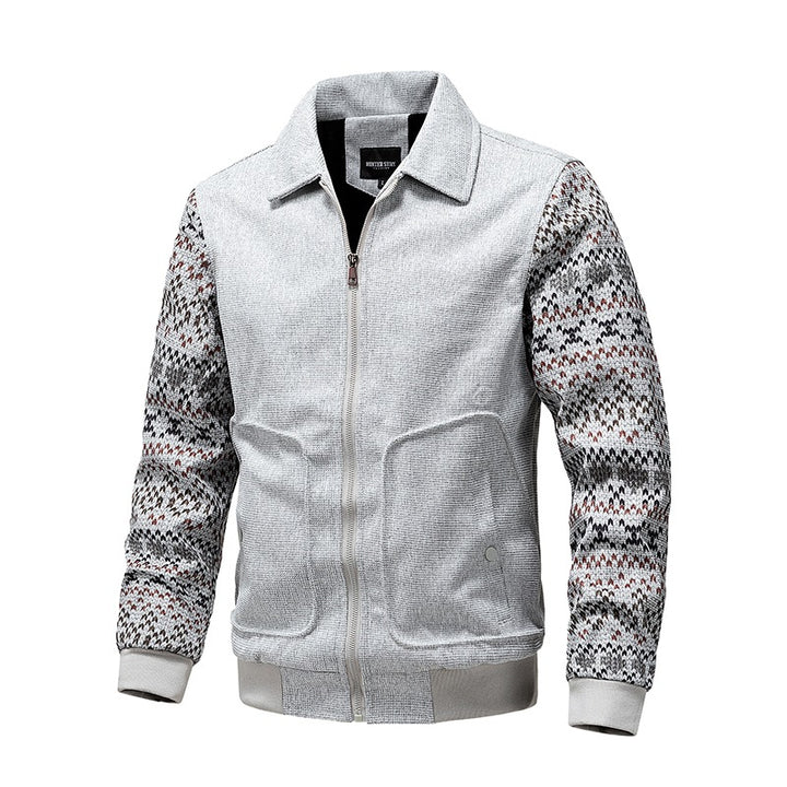 Men's knit bomber jacket with zipper, ribbed hem & Norwegian sleeves Mune Fashion