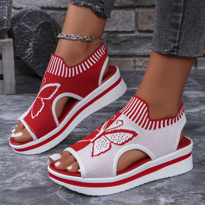 Women's knitted wedges with platform sole and butterfly motif Mune Fashion