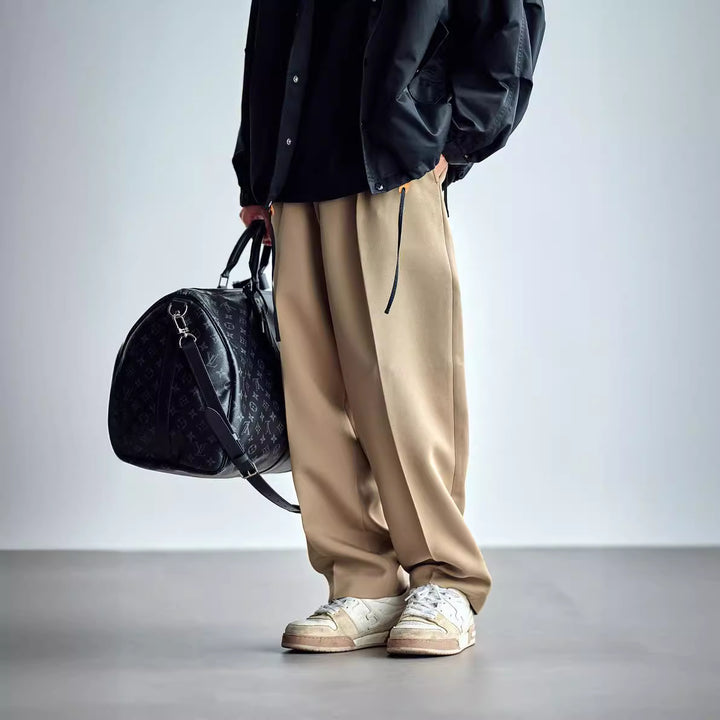 Men's Wide Chino Trousers with Pleats and Loose Fit Mune Fashion