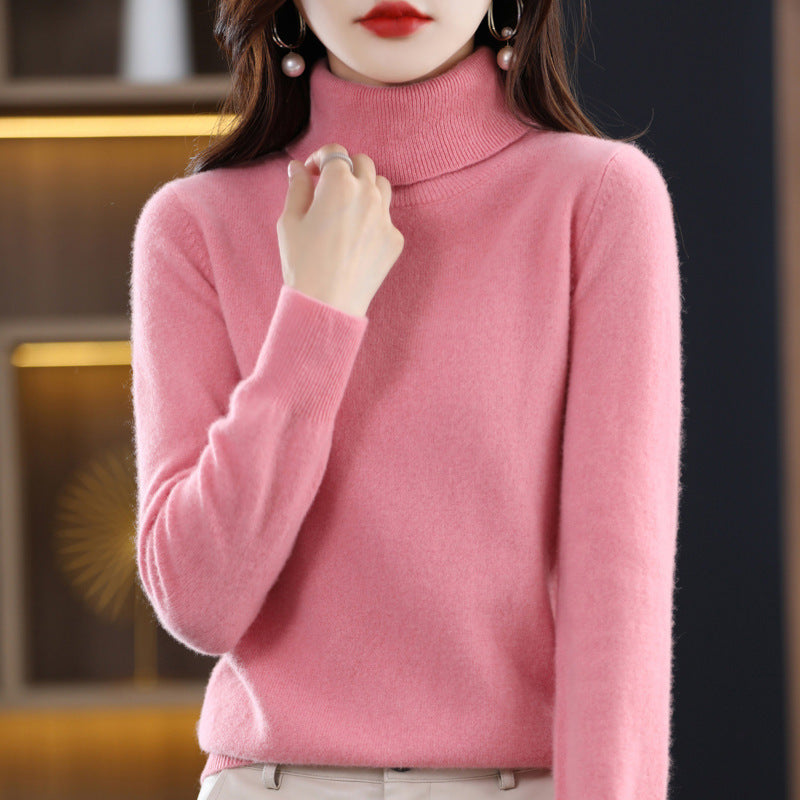 Women's Slim-Fit Turtleneck Sweater made of Cashmere-like Fine Knit with Soft Pile Mune Fashion