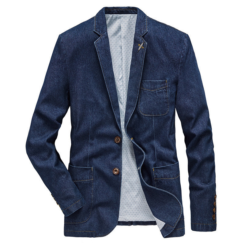 Men's denim jacket in tailored casual cut with patch pockets and lapel collar Mune Fashion