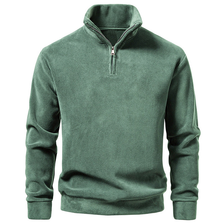 Men's Fleece Half-Zip Pullover with Standing Collar and Soft Microfleece Mune Fashion