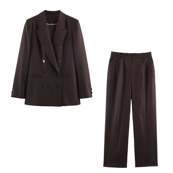 Women's high-waisted, straight-cut suit trousers with crease Mune Fashion