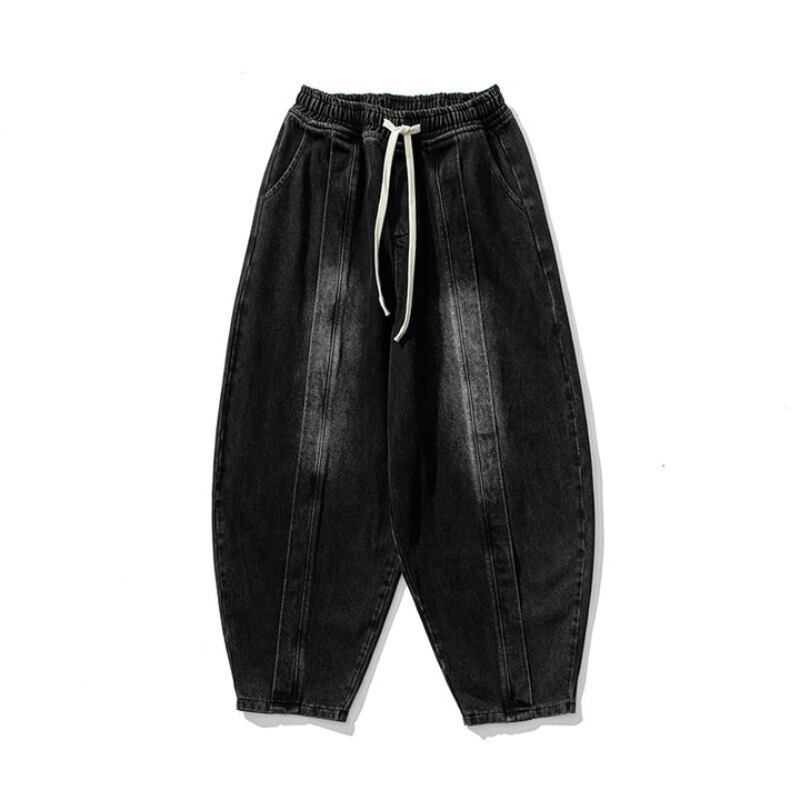 Men's extra-wide jeans in balloon cut with drawstring waistband and longitudinal stitching Mune Fashion