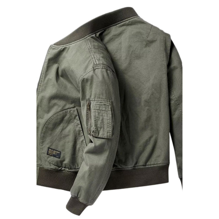 Men's Cotton Canvas Bomber Jacket with Arm Pocket and Ribbed Cuffs Mune Fashion