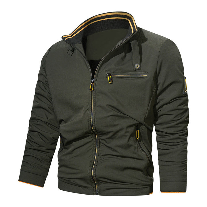 Men's transitional pilot-style jacket with high collar and zipper details Mune Fashion