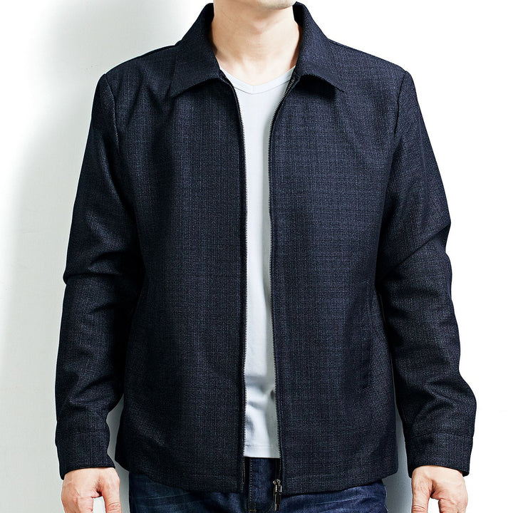 Men's Elegant Transition Jacket in Blouson Style made of Structured Wool Blend with Concealed Zipper Mune Fashion