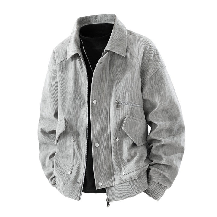 Men's corduroy blouson with zipper, chest zipper, flap and zip pockets, as well as elastic cuffs Mune Fashion