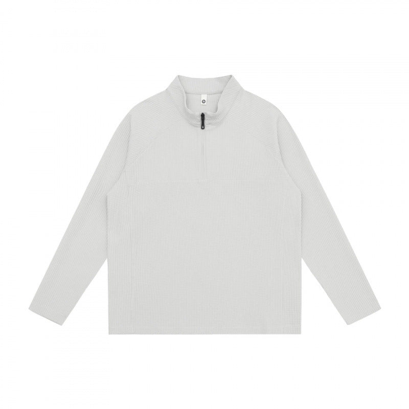 Unisex Chunky Knit Half-Zip Sweater with Stand Collar and Boxy Cut Mune Fashion