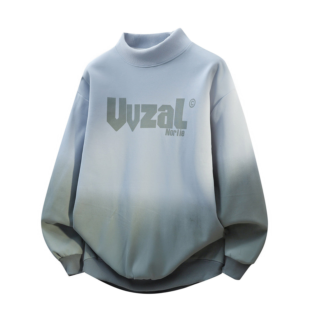Unisex Oversize Sweatshirt with Stand-up Collar, Color Gradient & Distinctive Logo Print Mune Fashion