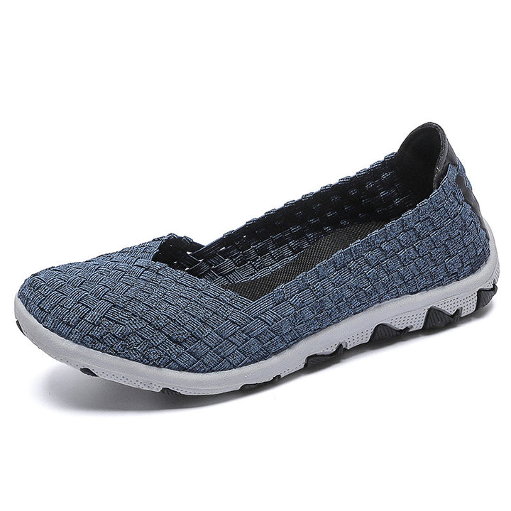 Women's knitted slip-on casual shoe with braided upper material and non-slip flexible sole Mune Fashion