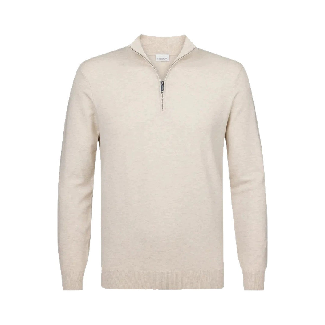 Men's fine Troyer with short zipper, ribbed hem and merino mix Mune Fashion