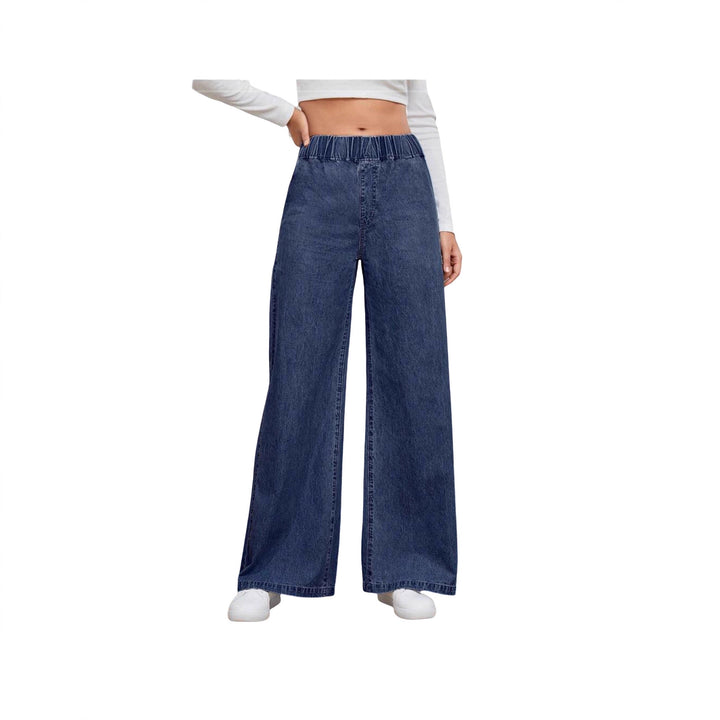 Women’s high-waist wide jeans with elastic waistband and flared leg Mune Fashion