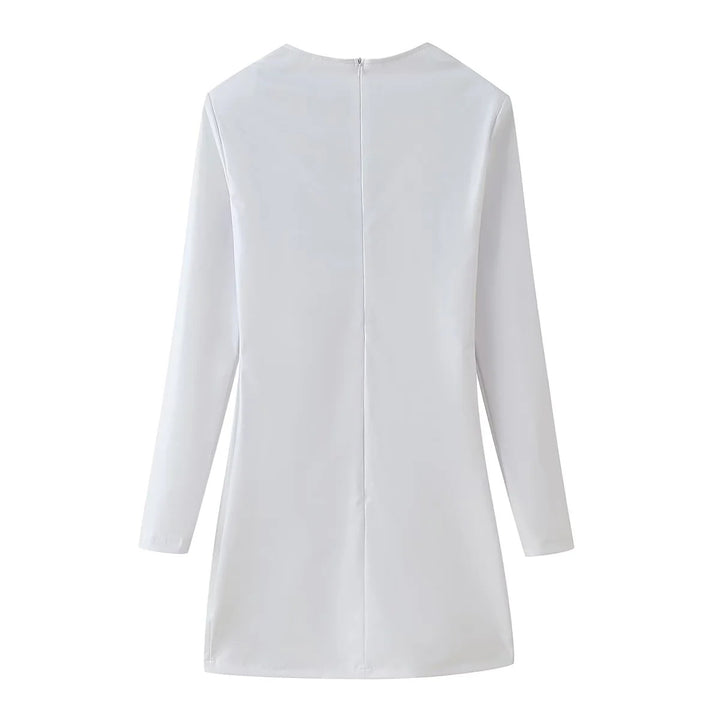 Women long-sleeved top with deep U-back, integrated sequin bandeau and zipper Mune Fashion