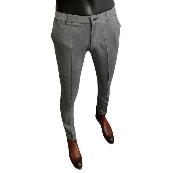Men's tailored chino suit trousers with crease, stretch comfort and concealed hook closure Mune Fashion