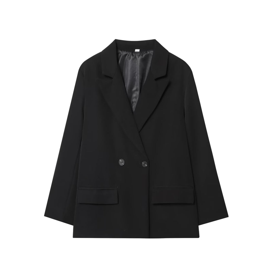 Women's Oversized Double-Breasted Blazer with Flap Pockets Mune Fashion