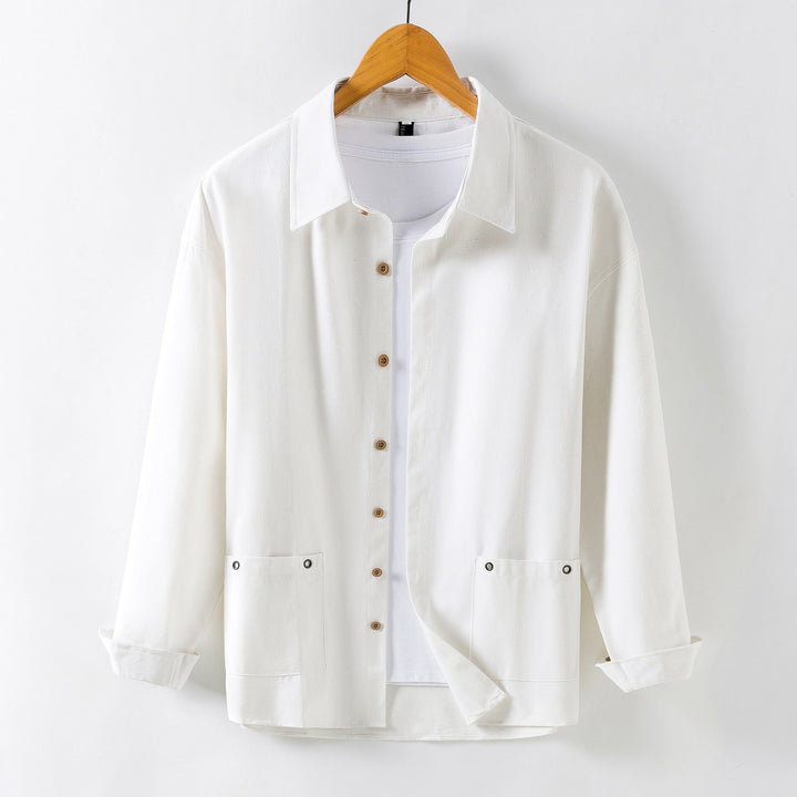 Men's Lightweight Overshirt-Jacket made of Linen Blend with Patch Pockets Mune Fashion
