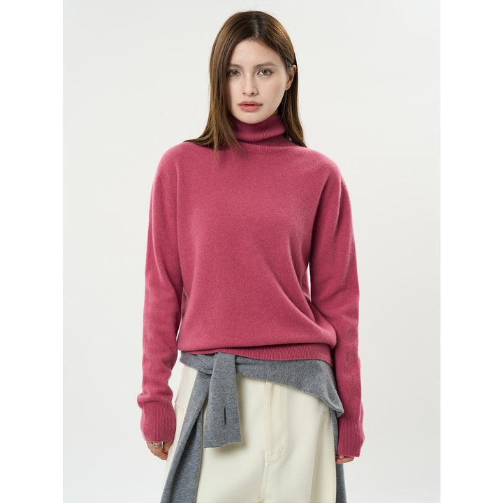 Women's Fine Cashmere-Style Rollneck Sweater with Relaxed Fit and Ribbed Cuffs Mune Fashion