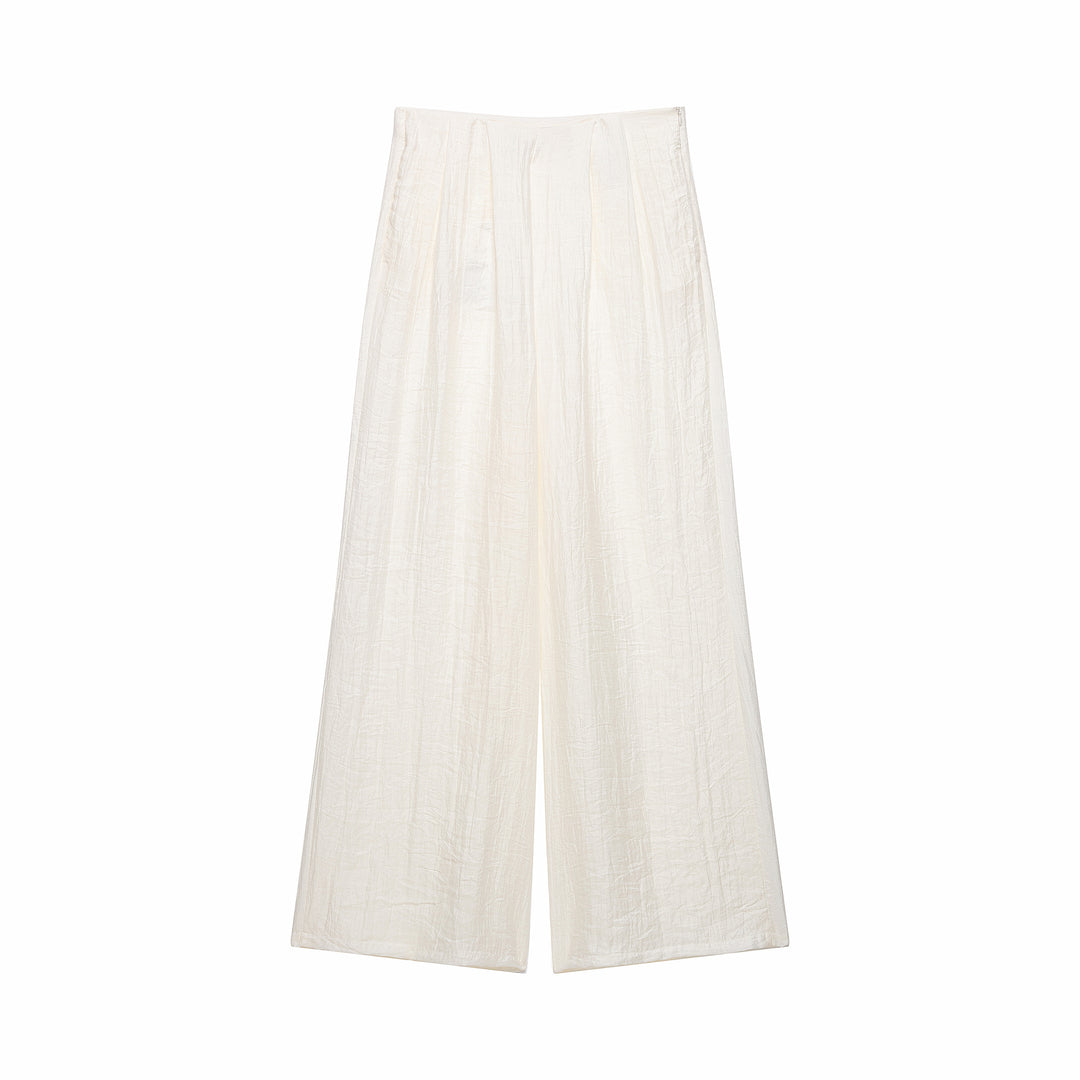 Women Two-Piece Linen Look Set with Kimono Top and Wide High Waisted Pants Mune Fashion