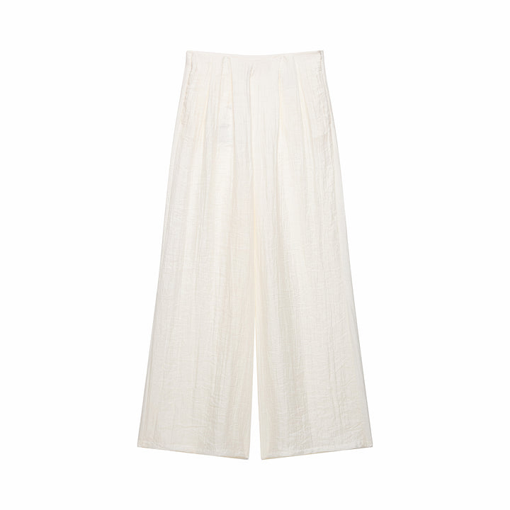 Women Two-Piece Linen Look Set with Kimono Top and Wide High Waisted Pants Mune Fashion