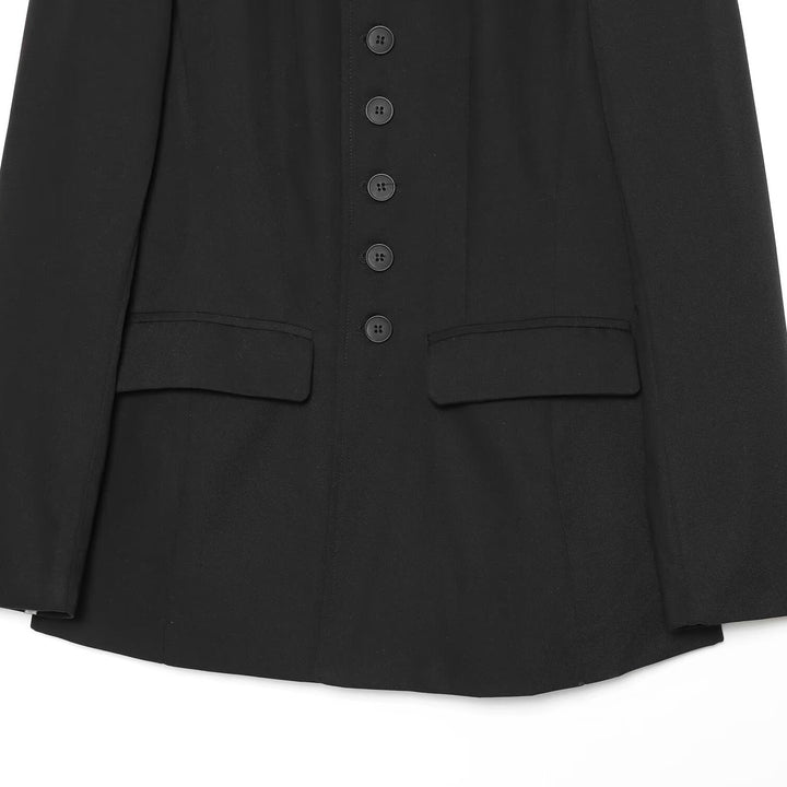 Women Long Blazer with Stand Collar and Continuous Button Placket Mune Fashion