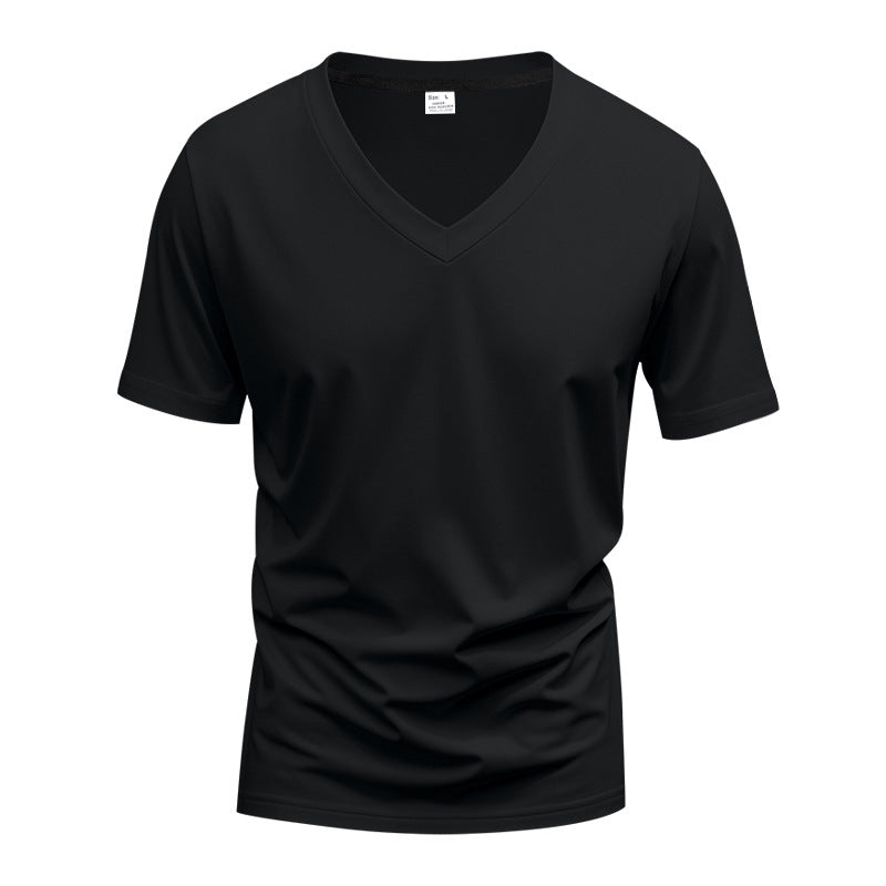 Men's classic V-neck T-shirt made of fine cotton jersey with reinforced neckband and double stitching Mune Fashion