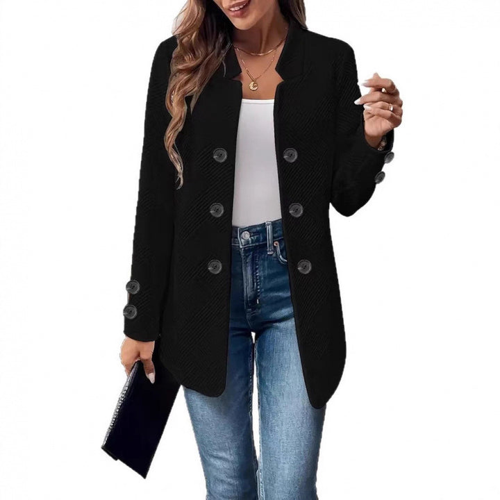 Women Tailored Long Blazer with Textured Quilted Look Mune Fashion