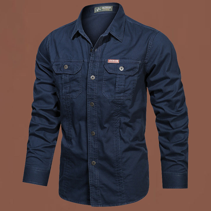 Men's western-inspired canvas shirt with ergonomic flap chest pockets and straight cut Mune Fashion