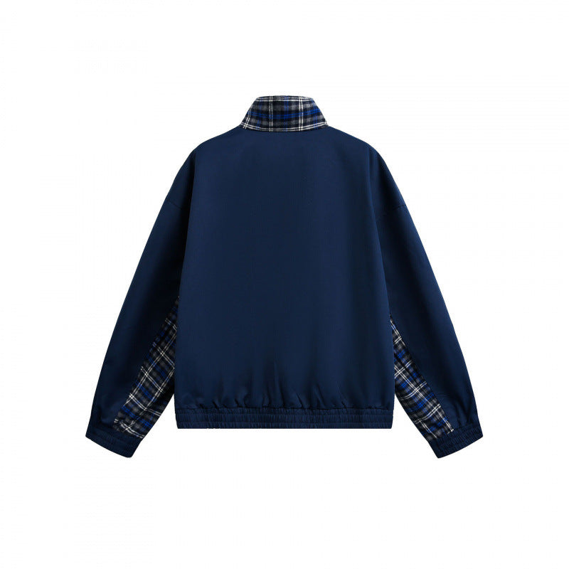 Men's lightly padded bomber jacket with check inserts and stand-up collar Mune Fashion