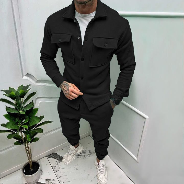 Men's overshirt and jogging pants set with patch flap pockets, ergonomic cut, and elastic waistband Mune Fashion